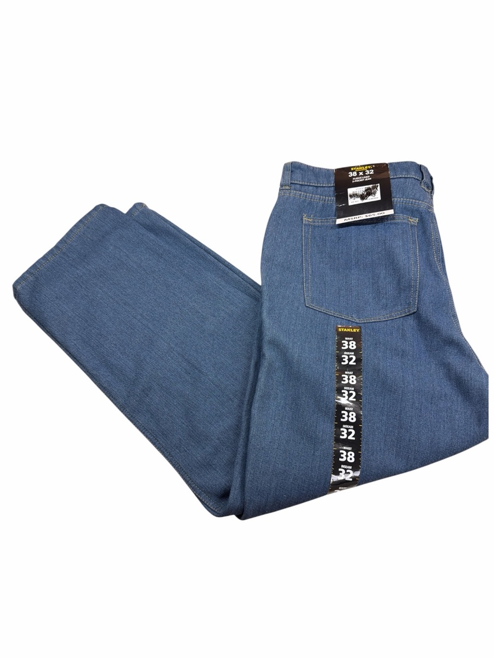 Stanley Workwear Fleece-Lined 5-Pocket Jeans Mid Wash NWT Size 38 x 32